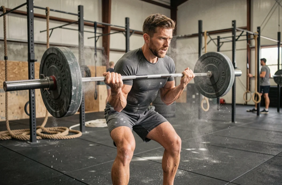 Athlète masculin réalisant un soulevé de barre dans la salle CrossFit 571 à Thionville