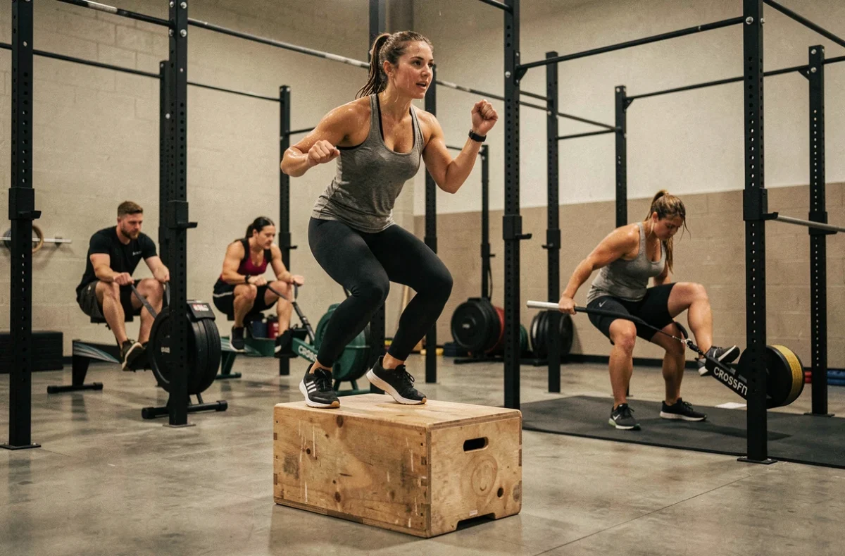 Femme pratiquant des box jumps lors d'une séance à CrossFit Genki à Montigny-lès-Metz