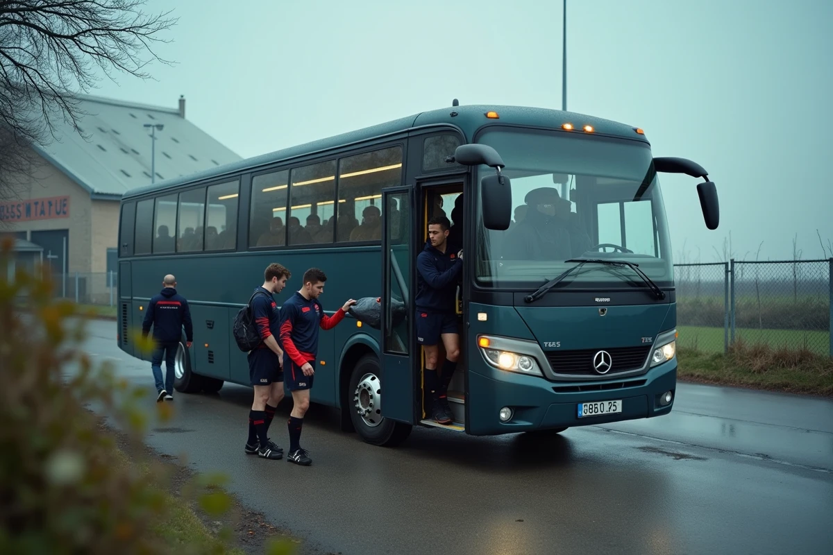 Bus d'un club de rugby en déplacement extérieur pour un match de Fédérale 3 en 2026