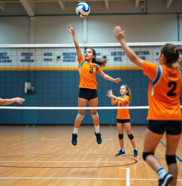 Définition du volley-ball selon Metzler : une analyse approfondie et précise Jeunes joueuses de volleyball en action dans un gymnase moderne