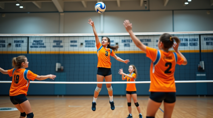 Définition du volley-ball selon Metzler : une analyse approfondie et précise Jeunes joueuses de volleyball en action dans un gymnase moderne