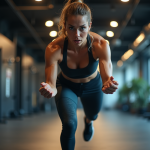 Femme en pleine séance de HIIT dans une salle moderne