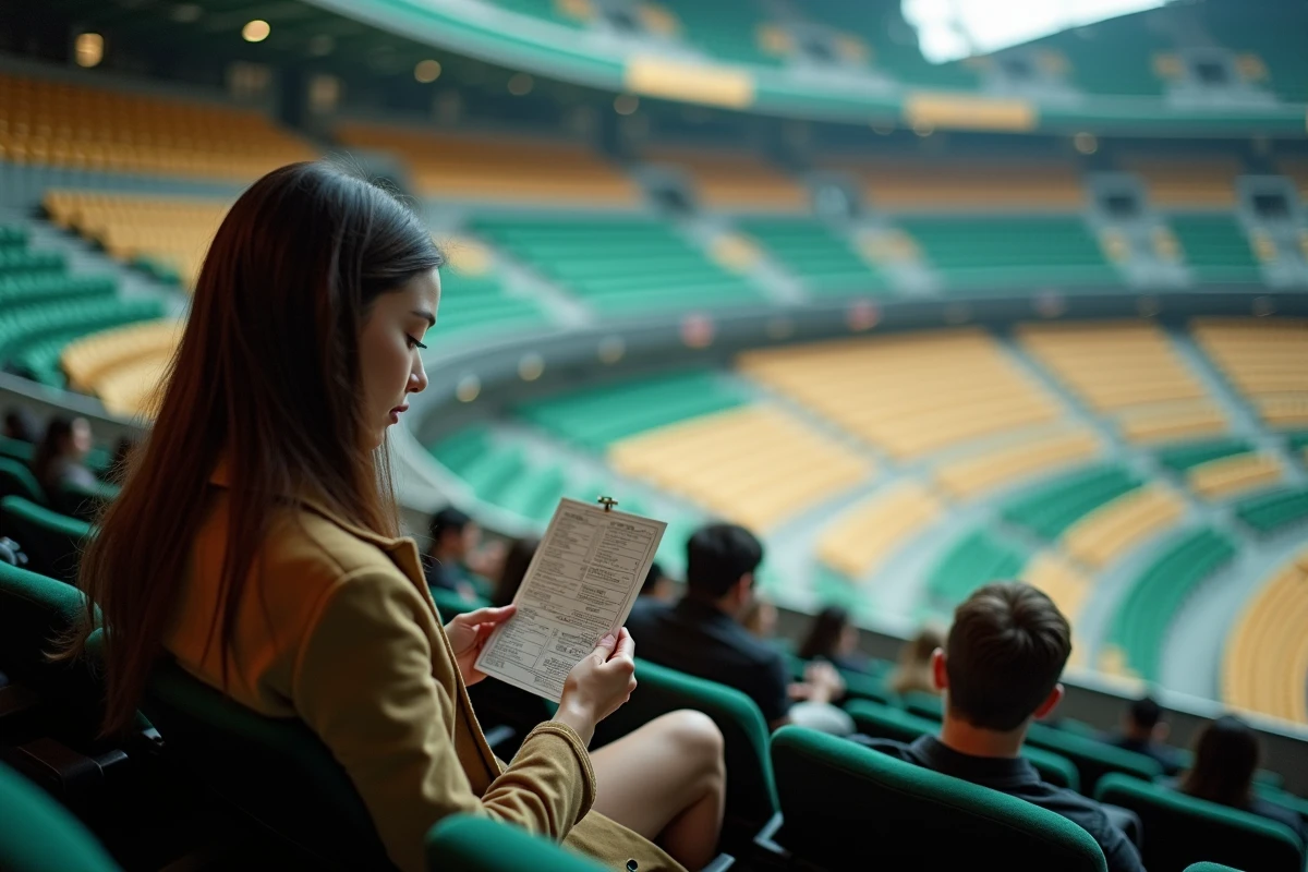 Jeune femme regardant son billet dans l