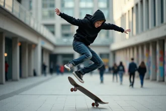 Pratique de sports urbains dans un environnement citadin dynamique