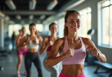 Groupe de femmes diverses faisant du sport en salle lumineuse