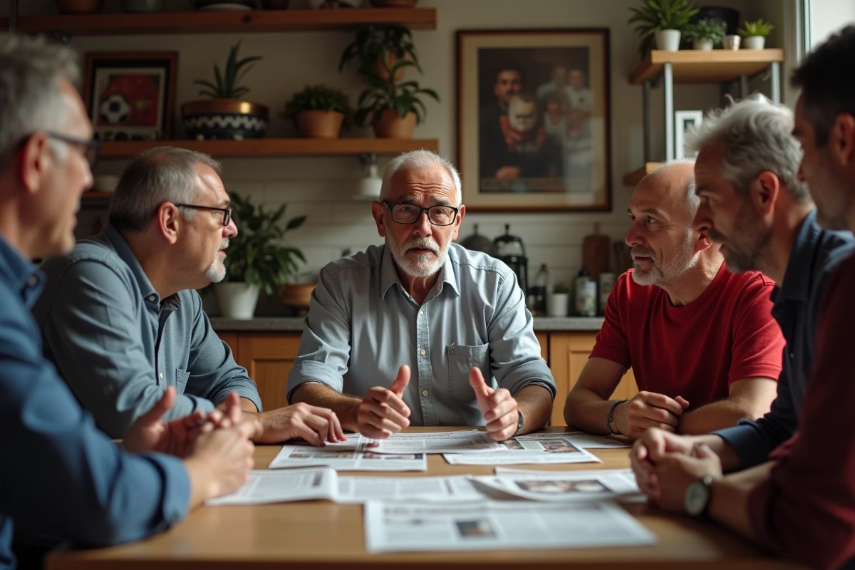 Homme expliquant tactiques football a un groupe