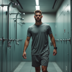 Douches : Basic Fit, disponibilité et équipements, ce qu’il faut savoir ! Jeune homme athlétique sortant de douche au gym
