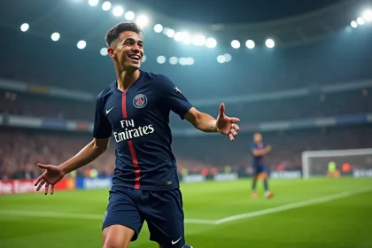 Jeune joueur PSG en célébration après un but