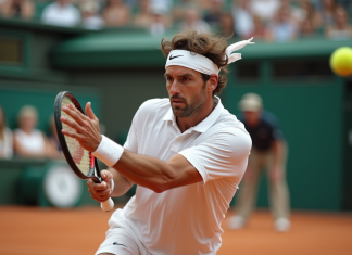 Légendes du tennis : le talent infini de ces icônes de la raquette ! Joueur de tennis masculin en action sur terre battue