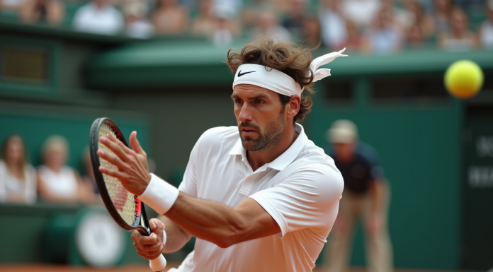 Légendes du tennis : le talent infini de ces icônes de la raquette ! Joueur de tennis masculin en action sur terre battue