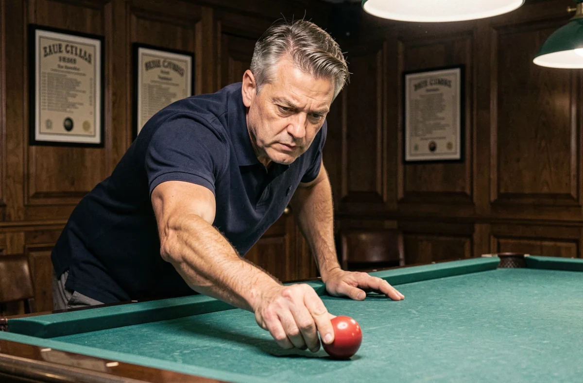 Joueur de billard plaçant une bille rouge selon les règles officielles de placement au billard 2026