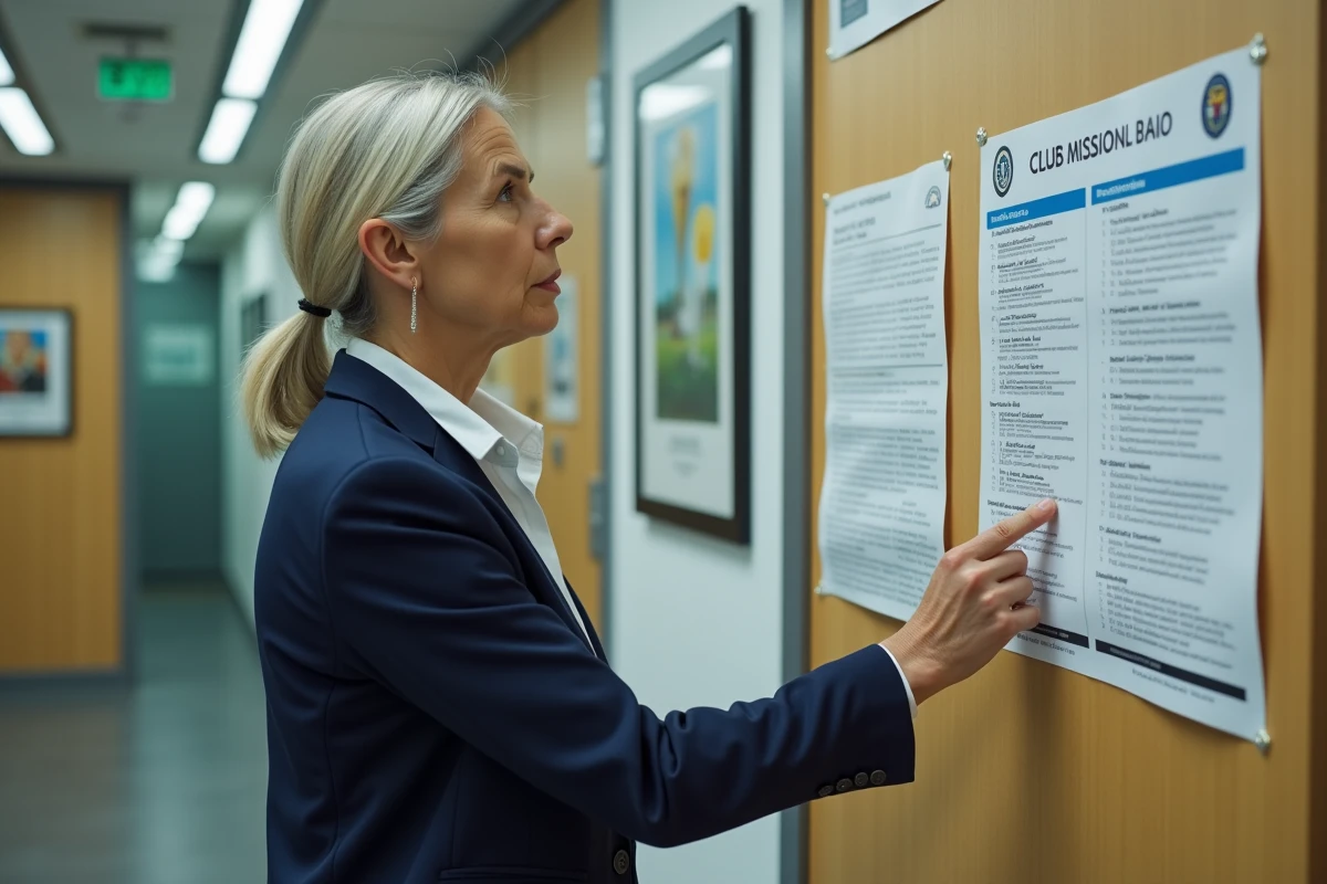 Responsable administrative du comité Drôme-Ardèche Football affichant les missions officielles de la fédération française de football dans les locaux régionaux