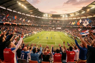 Vue panoramique du Stade Vélodrome de Marseille plein de supporters lors d'un match à domicile de l'OM