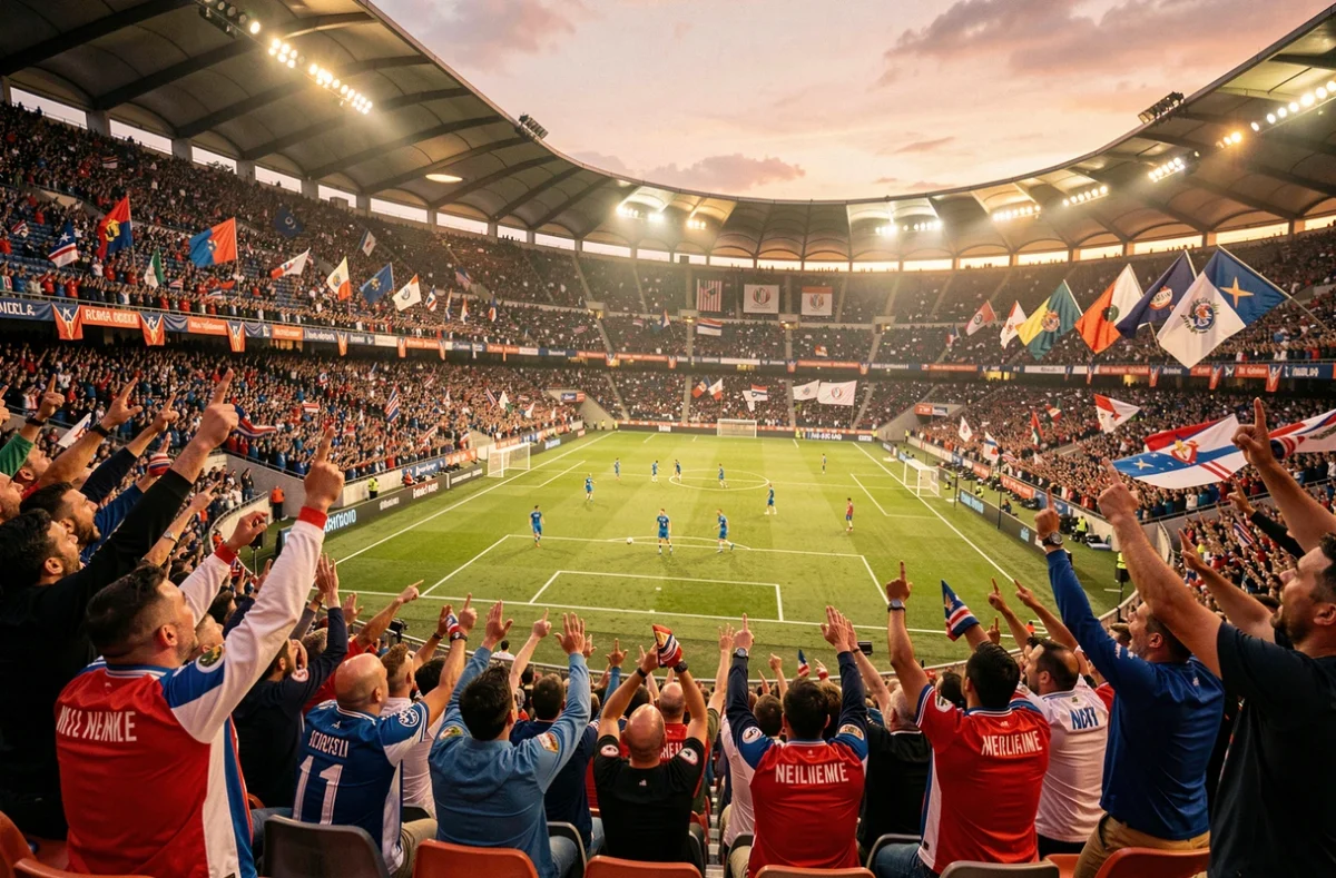 Vue panoramique du Stade Vélodrome de Marseille plein de supporters lors d'un match à domicile de l'OM